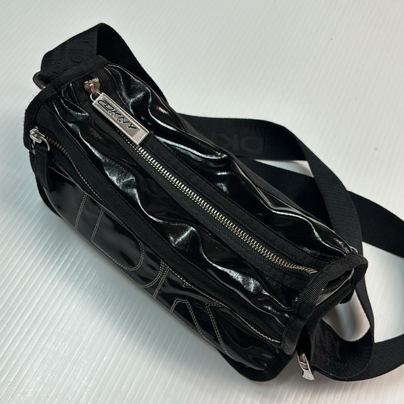 DKNY Black Premium Durable Glossy Nylon Crossbody Bag - Picture 5 of 10